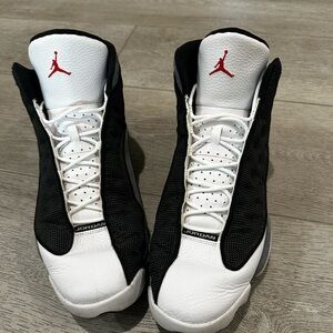Jordan Black and White High-Tops with Red Logo